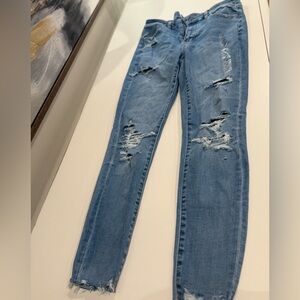 American Eagle Outfitters High Rise Distressed Blue Jeans